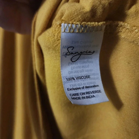 Sangria Dress Women's Large Yellow Embroidered V-Neck Long Sleeve - Picture 6 of 9